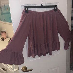 Altar’d State Maroon Strapless Long Sleeve Top